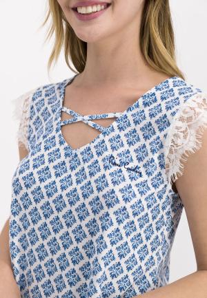 Pijama Dama Bumbac Pierre Cardin, Mânecă Scurtă și Pantalon Scurt cu Dantelă