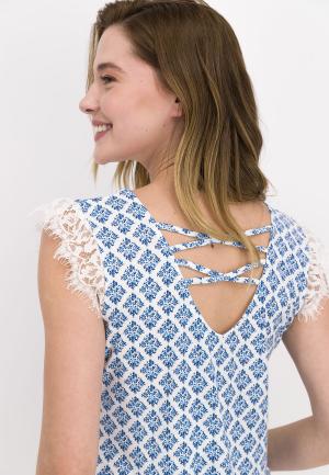 Pijama Dama Bumbac Pierre Cardin, Mânecă Scurtă și Pantalon Scurt cu Dantelă