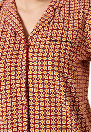 Pijama Dama Bumbac Pierre Cardin, Camasa și Short cu Carouri