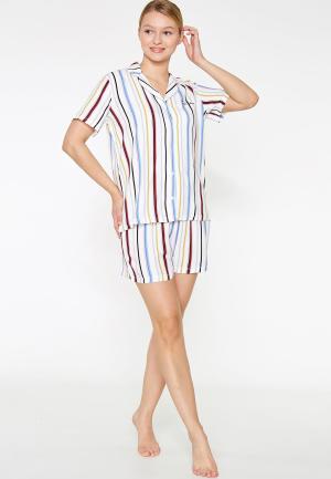 Pijama Dama Bumbac Pierre Cardin, Camasa și Short cu Dungi