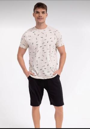 Pijama Bărbați Mânecă Scurtă și Pantalon Scurt cu Imprimeu Rechin