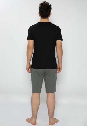 Pijama Bărbați Mâneca Scurtă și Pantaloni Scurți – Negru