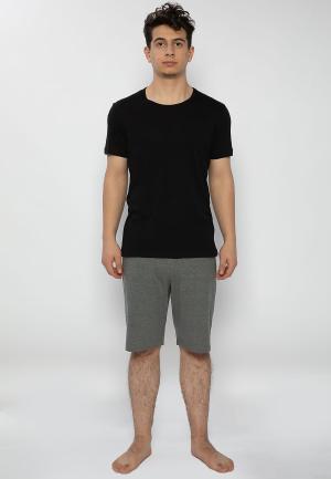 Pijama Bărbați Mâneca Scurtă și Pantaloni Scurți – Negru