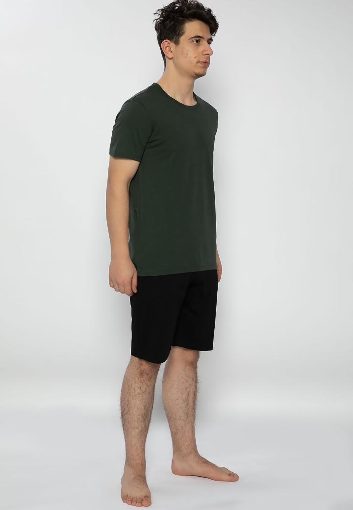 Pijama Bărbați Mâneca Scurtă și Pantaloni Scurți – Verde