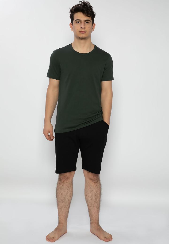 Pijama Bărbați Mâneca Scurtă și Pantaloni Scurți – Verde