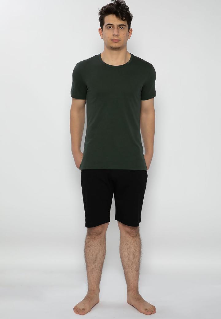 Pijama Bărbați Mâneca Scurtă și Pantaloni Scurți – Verde