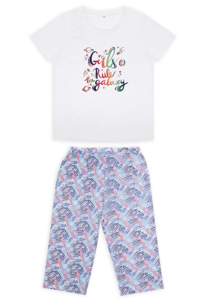 Pijama Dama Mâneca Scurtă și Pantaloni Trei Sferturi –Gril Rule