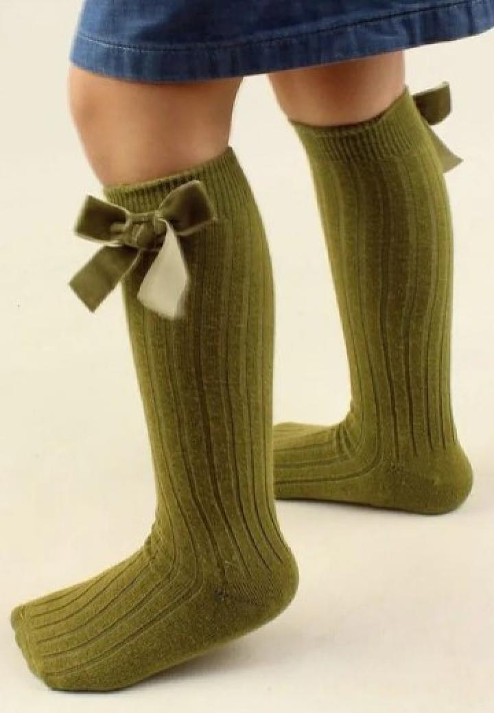 Șosete Kaki 3/4 cu Fundiță, kaki