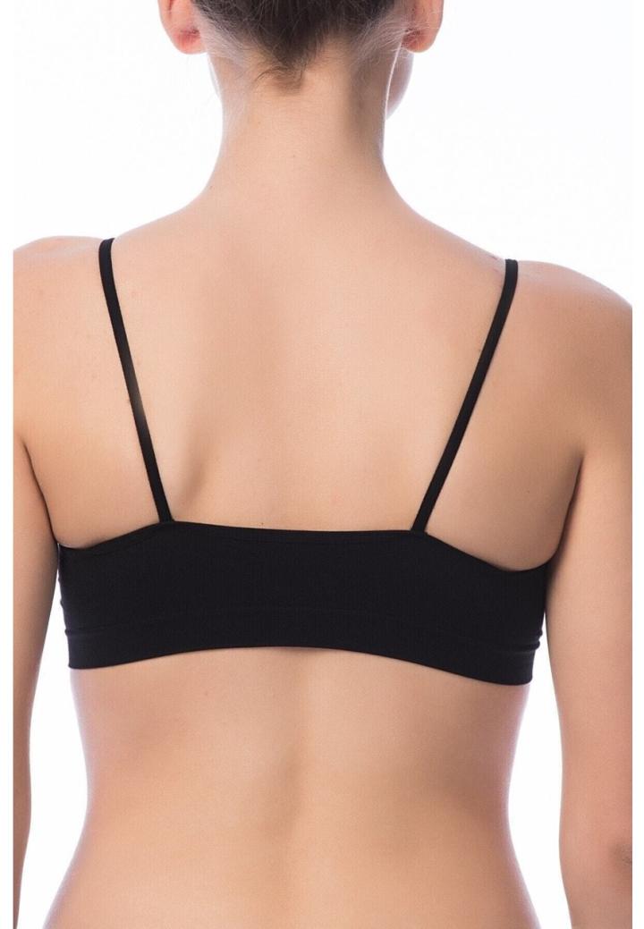 Bustieră Fără Cusături cu Bretele Subțiri-Negru