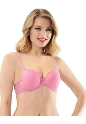 Sutien cu Dantelă, Push-Up și Balene de Susținere, Roz