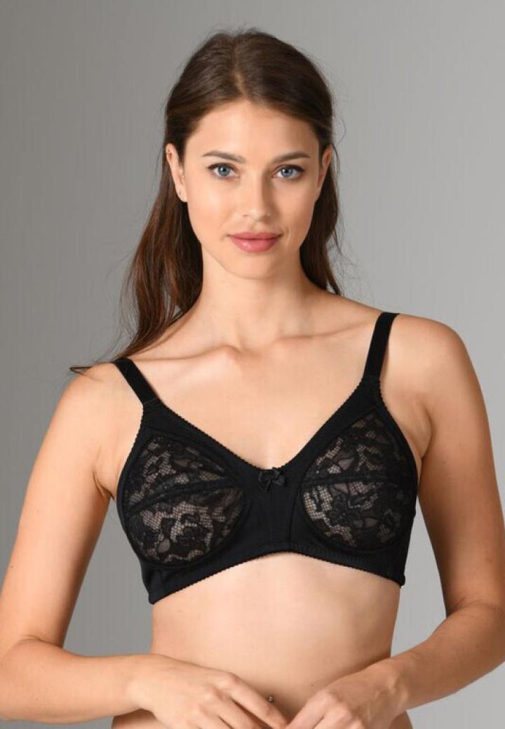 Sutien Minimizer din Dantelă, Fără Balene, Negru