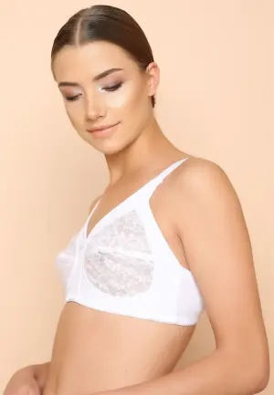 Sutien Minimizer din Dantelă, Fără Balene, Alb