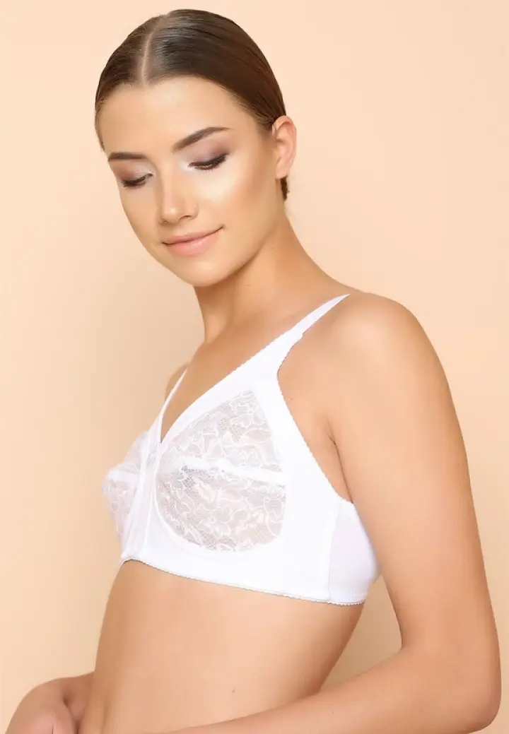 Sutien Minimizer din Dantelă, Fără Balene, Alb