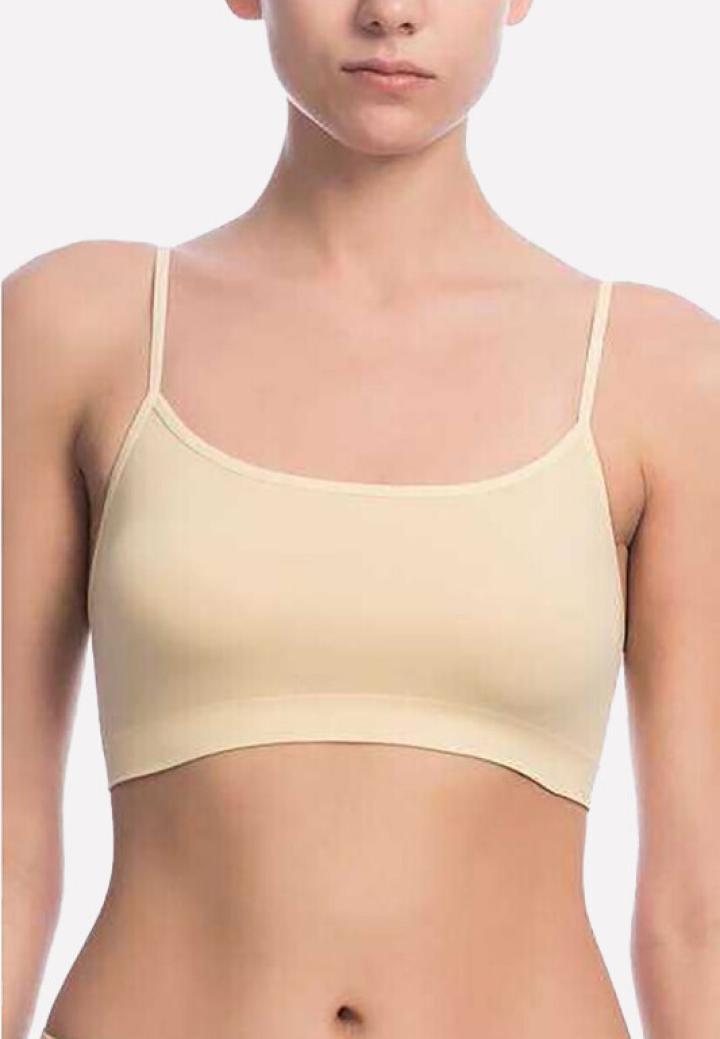 Bustieră Fără Cusături cu Bretele Subțiri-Bej