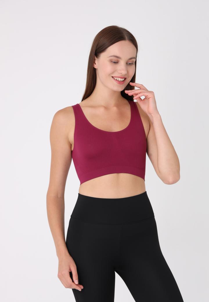 Bustieră din microfibră cu bretele late, -Bordo