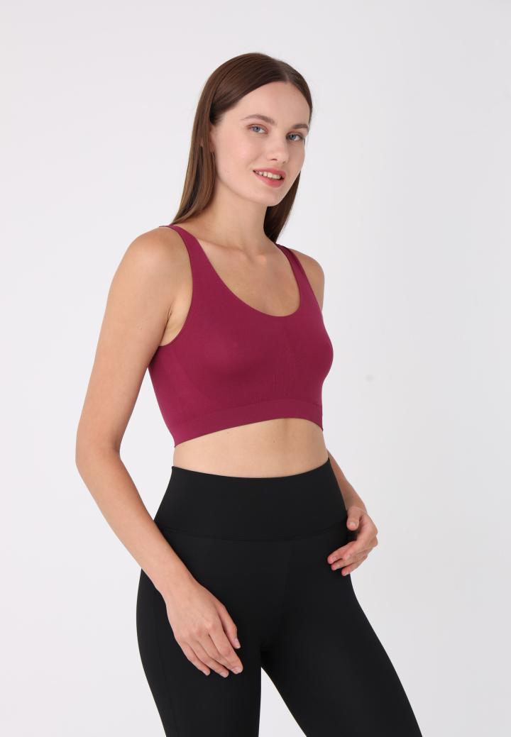 Bustieră din microfibră cu bretele late, -Bordo