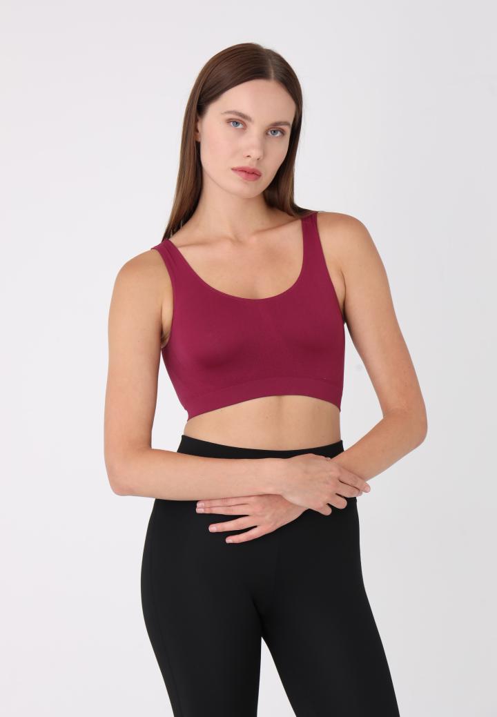 Bustieră din microfibră cu bretele late, -Bordo