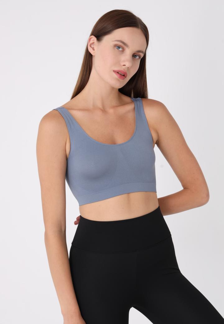 Bustieră din microfibră cu bretele late, Gri