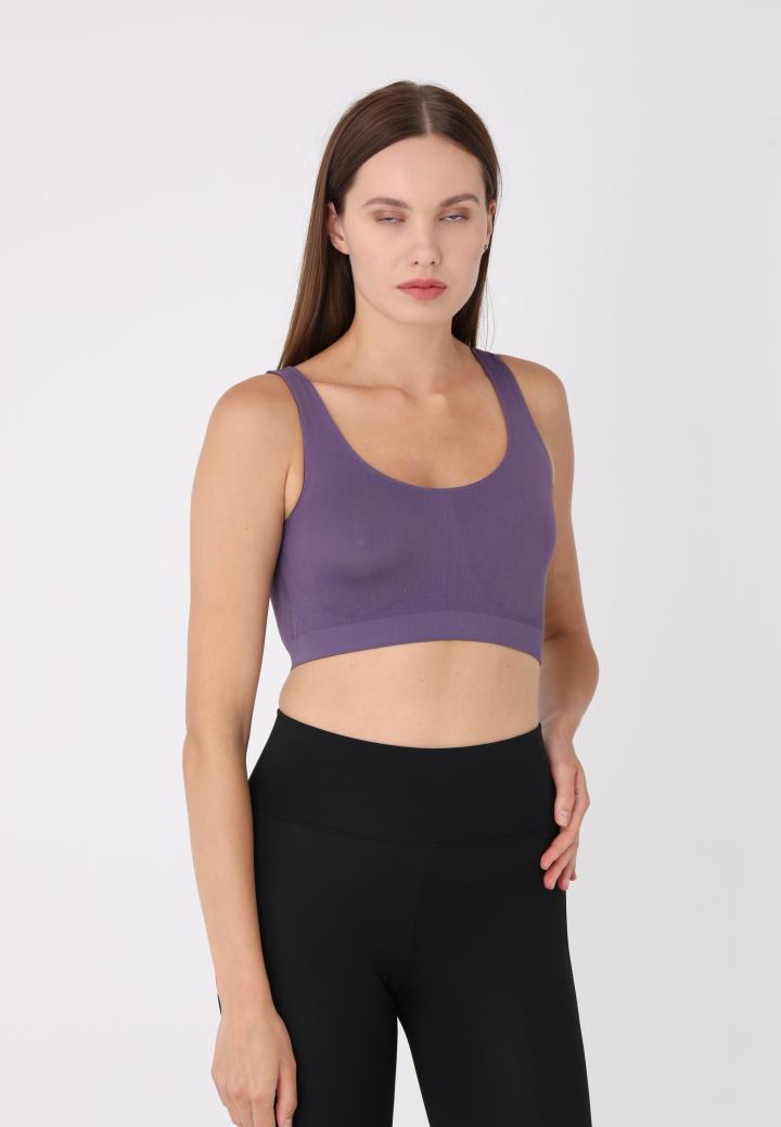 Bustieră din microfibră cu bretele late, -Mov