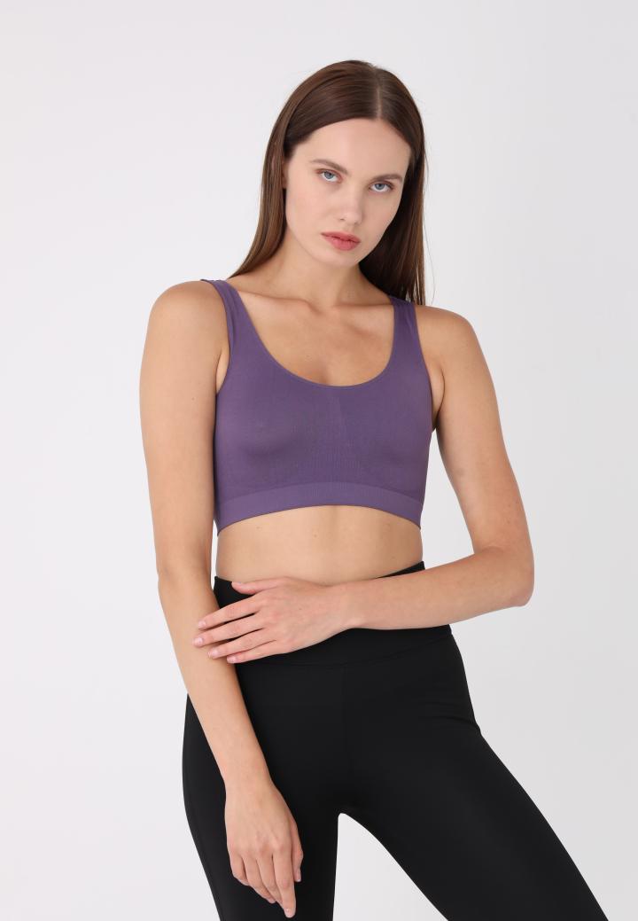 Bustieră din microfibră cu bretele late, -Mov