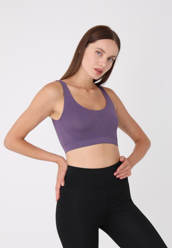 Bustieră din microfibră cu bretele late, -Mov