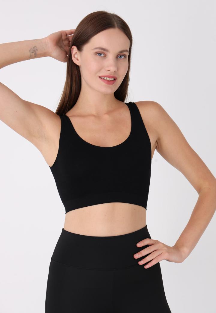 Bustieră din microfibră cu bretele late, -negru