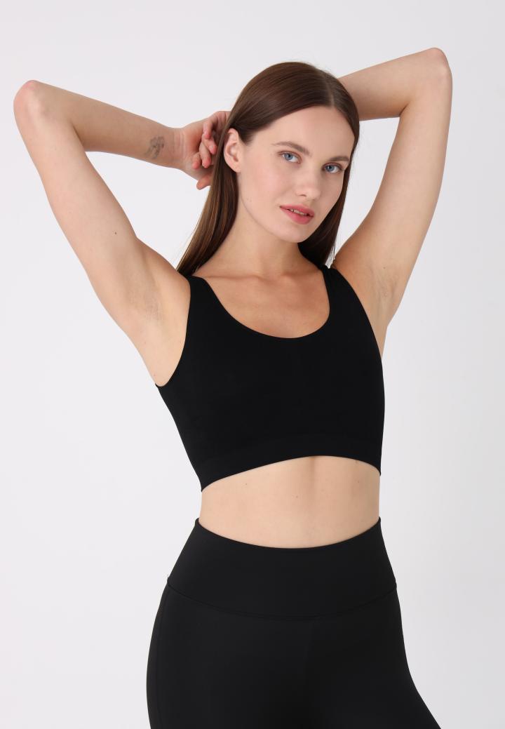 Bustieră din microfibră cu bretele late, -negru