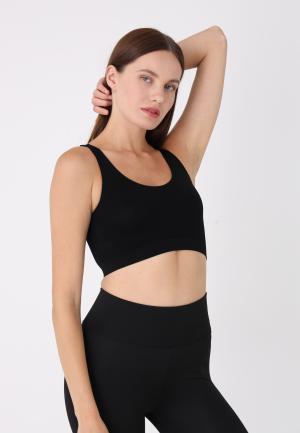 Bustieră din microfibră cu bretele late, -negru