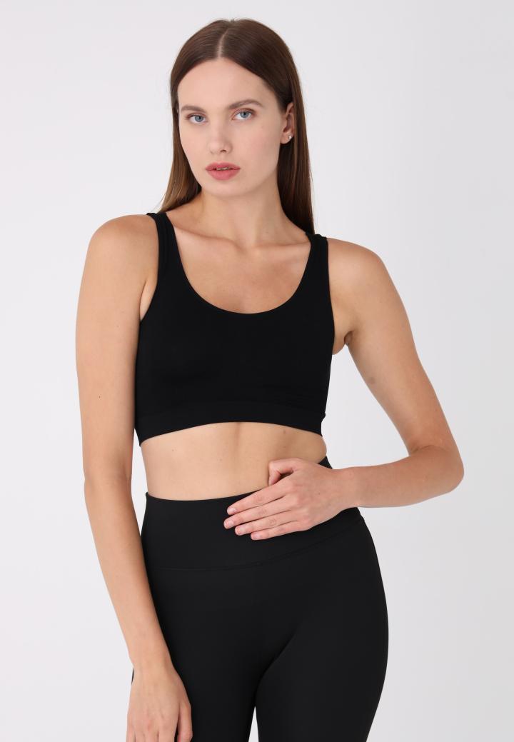 Bustieră din microfibră cu bretele late, -negru