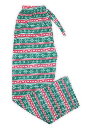 Pantaloni de Pijama Crăciun din Bumbac cu Fulguri – Verde