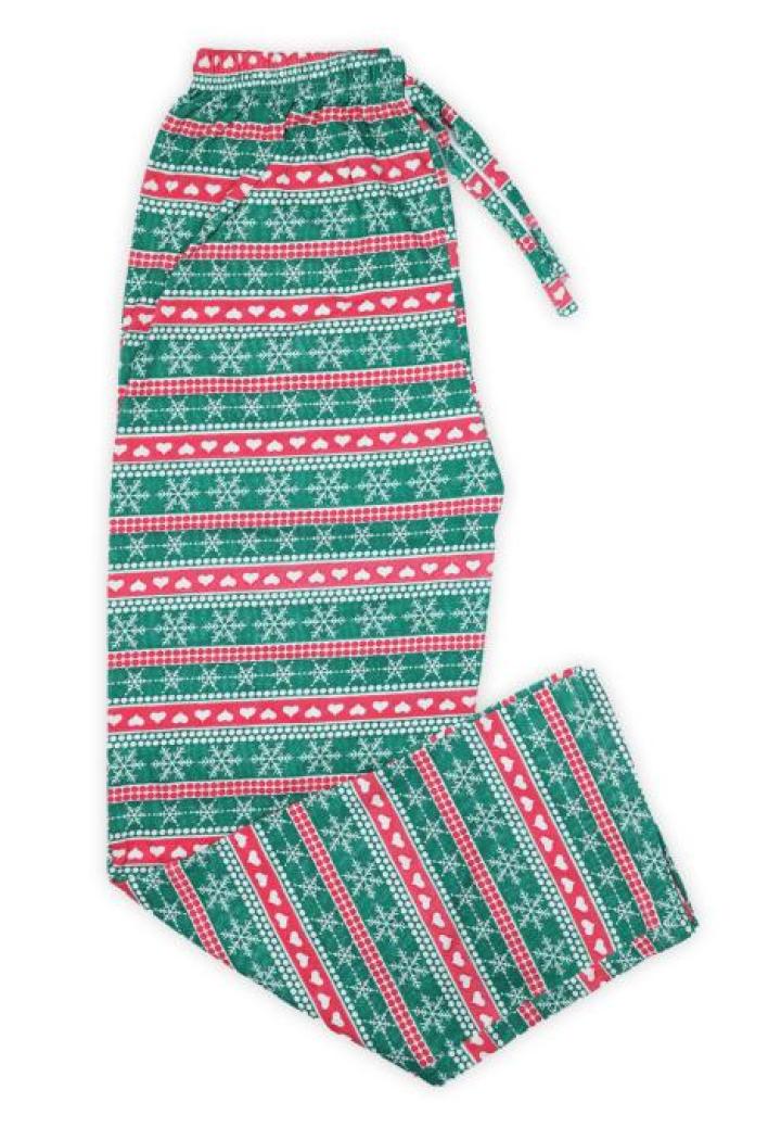 Pantaloni de Pijama Crăciun din Bumbac cu Fulguri – Verde