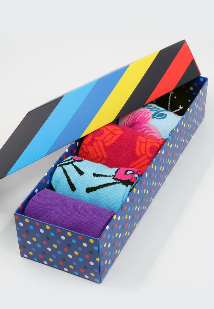 Set 5 Perechi Șosete Unisex Colorate – Imprimeuri Vesele + Cutie Cadou