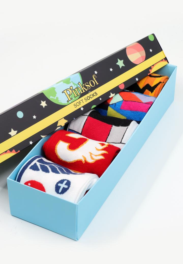 Set 5 Perechi Șosete Unisex Colorate – Imprimeuri Vesele + Cutie Cadou