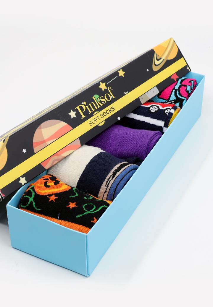 Set 5 Perechi Șosete Unisex Colorate – Imprimeuri Vesele + Cutie Cadou