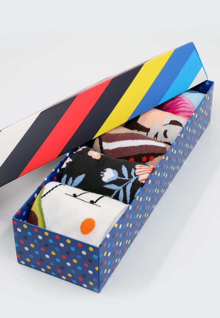 Set 5 Perechi Șosete Unisex Colorate – Imprimeuri Vesele + Cutie Cadou