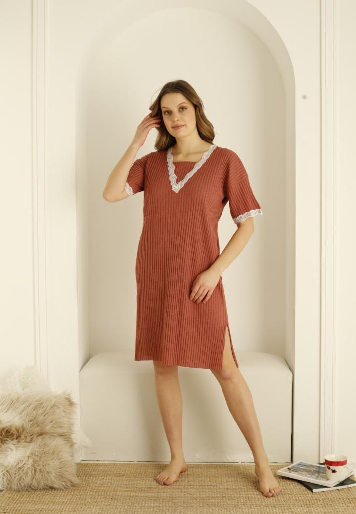 Rochie Dama Plisată cu Dantelă la Gât și Mâneci