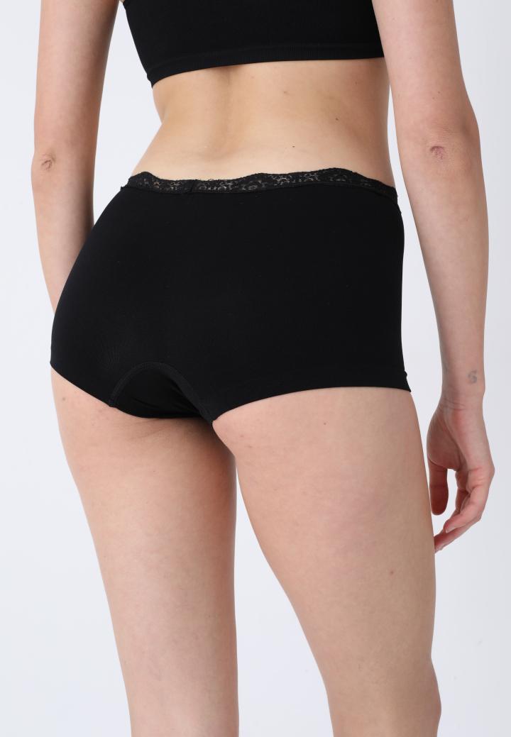 Boxeri damă din microfibră cu dantelă delicată, Negru