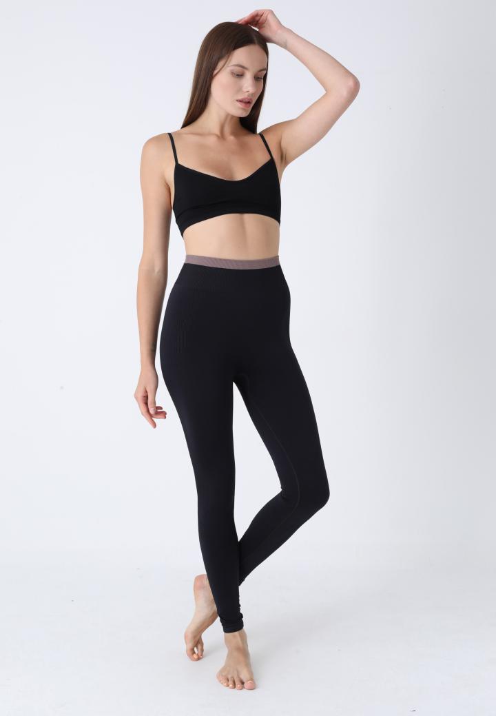 Colanți damă cu talie elastică, culoare negru