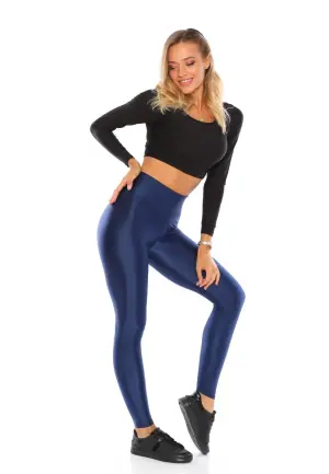 Colanți damă lucioși albastru – subțiri, mulați, material elastic