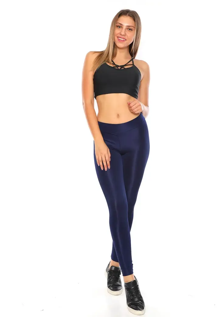 Colanți damă lucioși Bleumarin – subțiri, mulați, material elastic