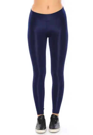 Colanți damă lucioși Bleumarin – subțiri, mulați, material elastic