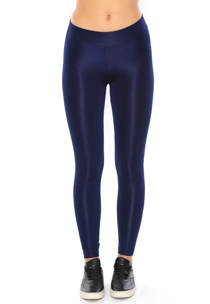 Colanți damă lucioși Bleumarin – subțiri, mulați, material elastic