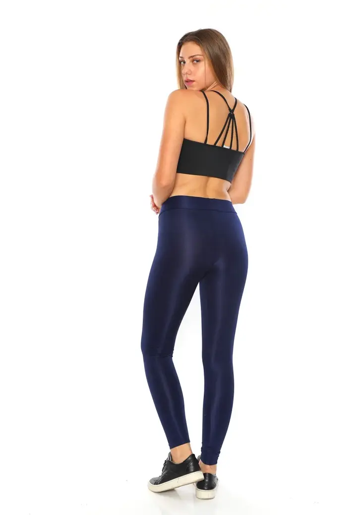 Colanți damă lucioși Bleumarin – subțiri, mulați, material elastic