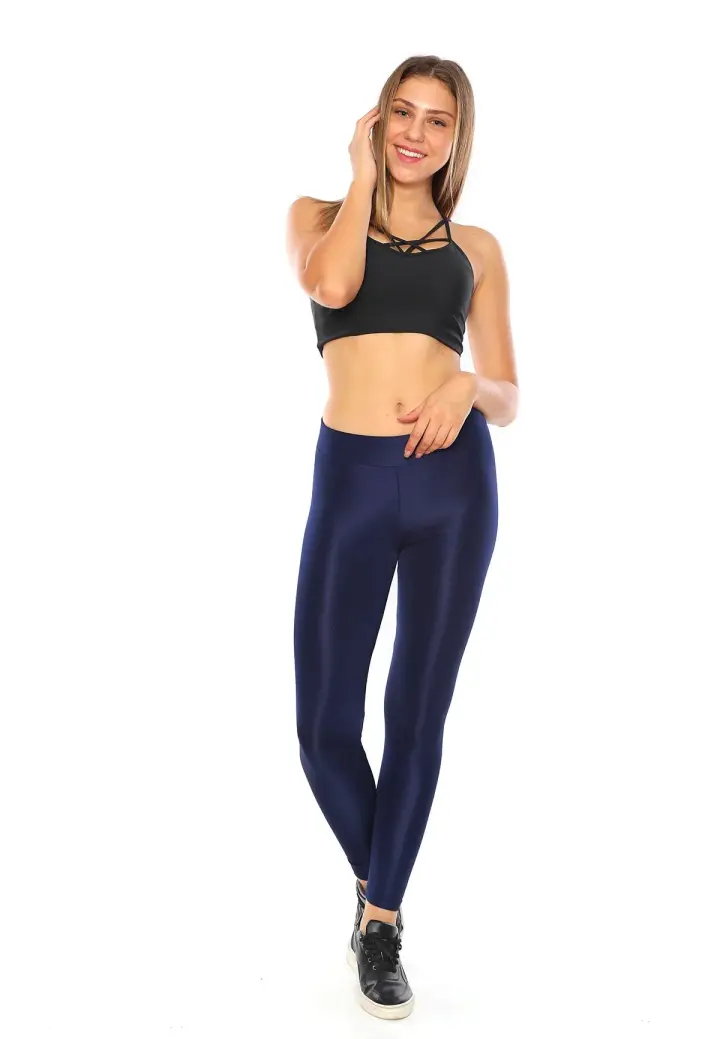 Colanți damă lucioși Bleumarin – subțiri, mulați, material elastic