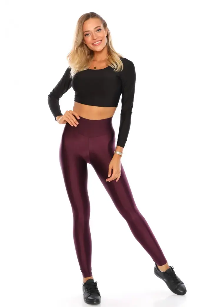 Colanți damă lucioși bordo – subțiri, mulați, material elastic