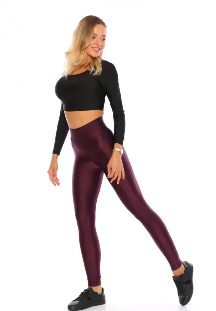 Colanți damă lucioși bordo – subțiri, mulați, material elastic