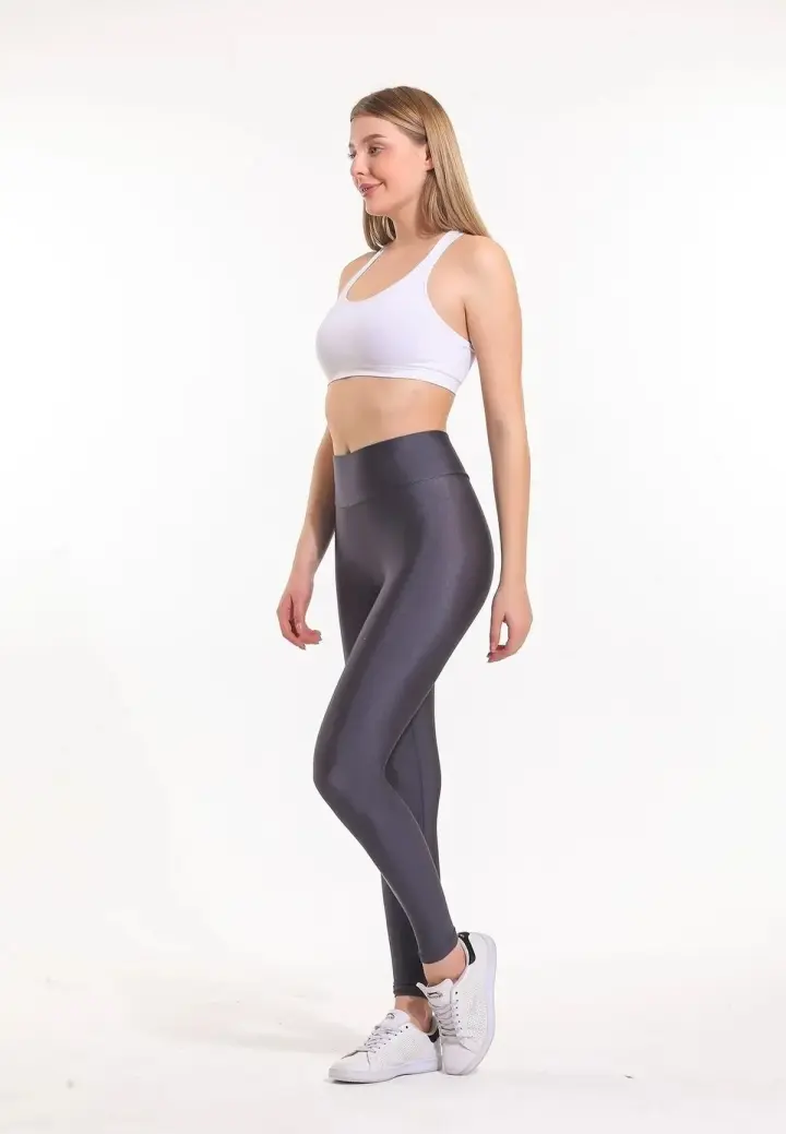 Colanți damă lucioși gri închis – subțiri, mulați, material elastic