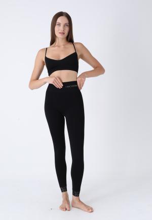 Colanți modelatori damă, cu dantelă la tiv, culoare neagră