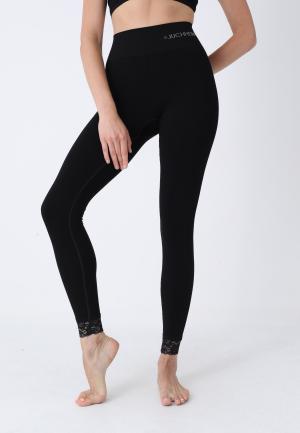 Colanți modelatori damă, cu dantelă la tiv, culoare neagră