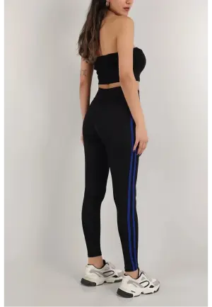 Colanți de Damă Vătuți cu Dungi Albastru